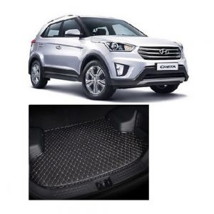 7D Car Trunk/Boot/Dicky PU Leatherette Mat for Creta Old  - Black